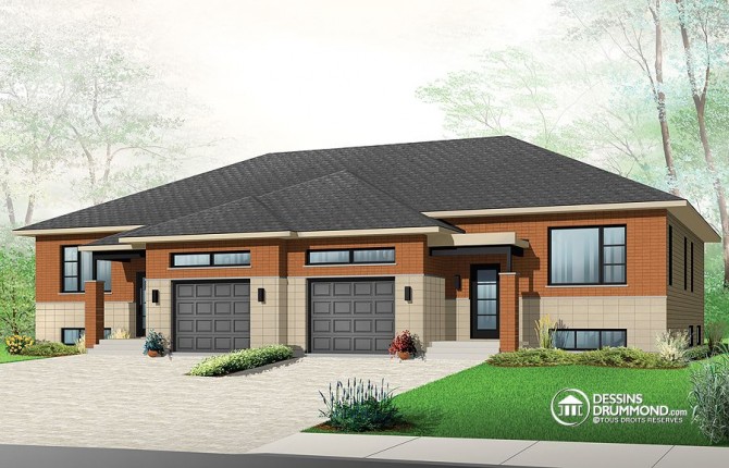 Jumelé contemporain et évolutif avec garage