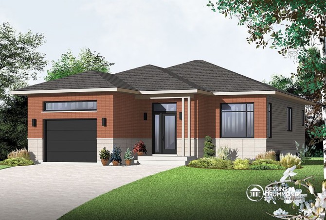 Plain-pied contemporain avec garage