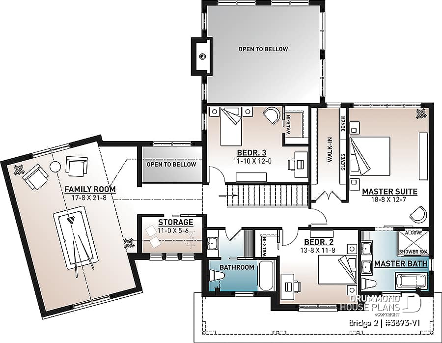 plan de plancher de l'étage du plan de maison sur mesure de Maïka Dufour