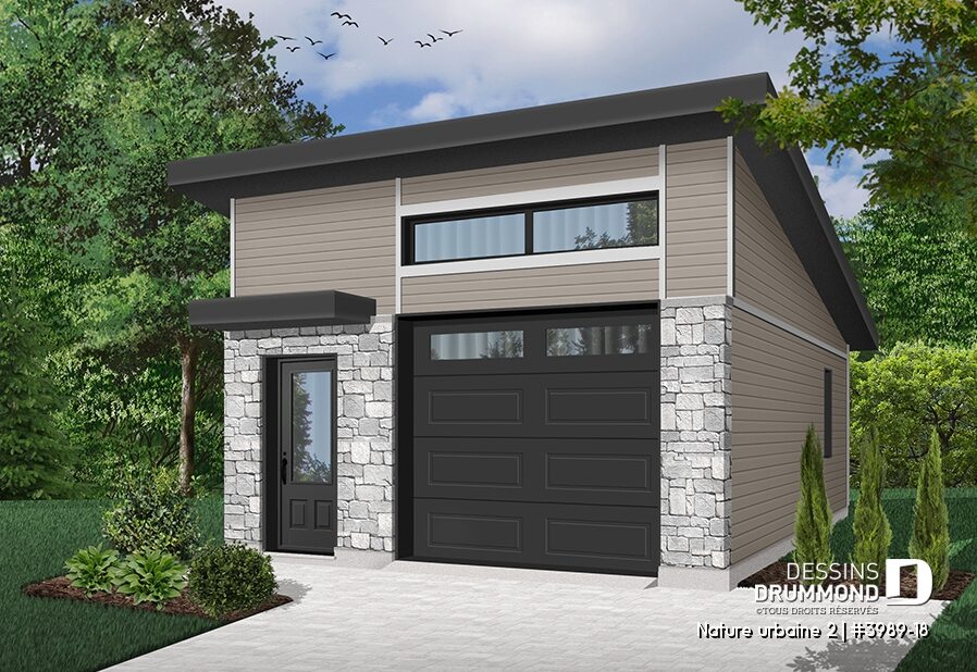plan de garage moderne 3989 avec grande fenestration et design contemporain pour projet résidentiel