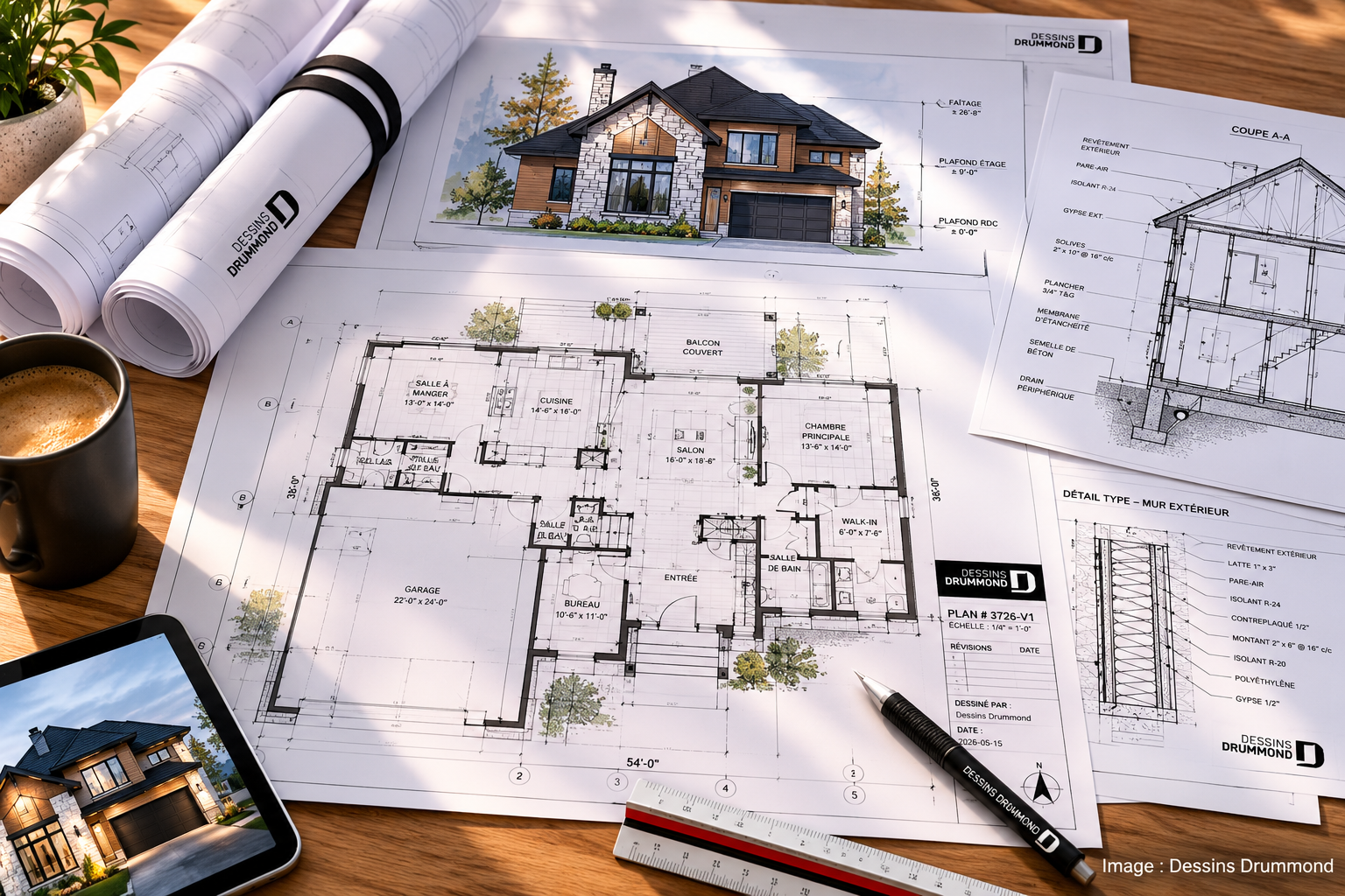 Plans de maison détaillés Dessins Drummond pour un projet d’autoconstruction