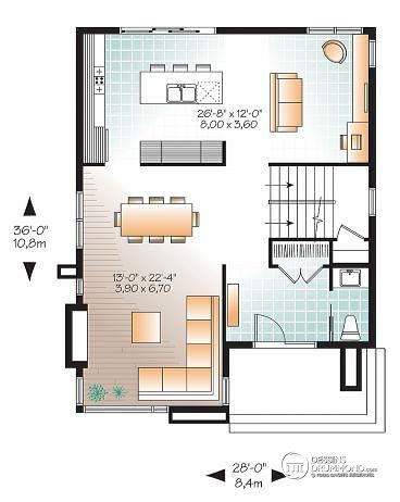 Plan de maison contemporain abordable (no 3713)