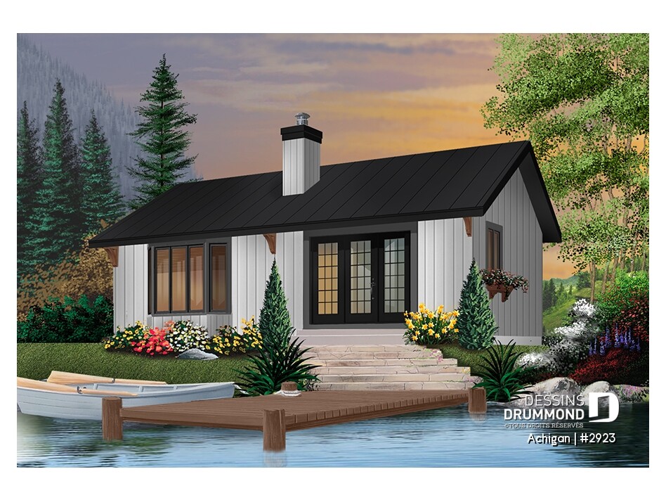 Achigan (#2923) petit chalet abordable au bord de l’eau avec 2 chambres, terrasse arrière et style chaleureux.