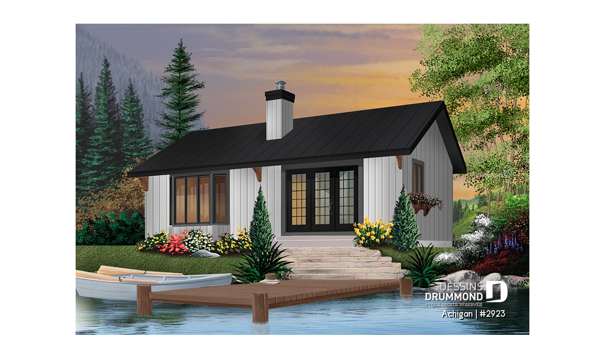 Achigan (#2923) petit chalet abordable au bord de l’eau avec 2 chambres, terrasse arrière et style chaleureux.