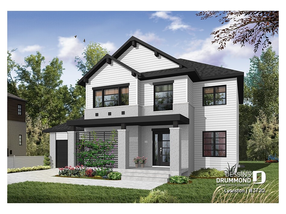 plan maison moderne 2 etages 4 chambres Lewiston 3720 Drummond