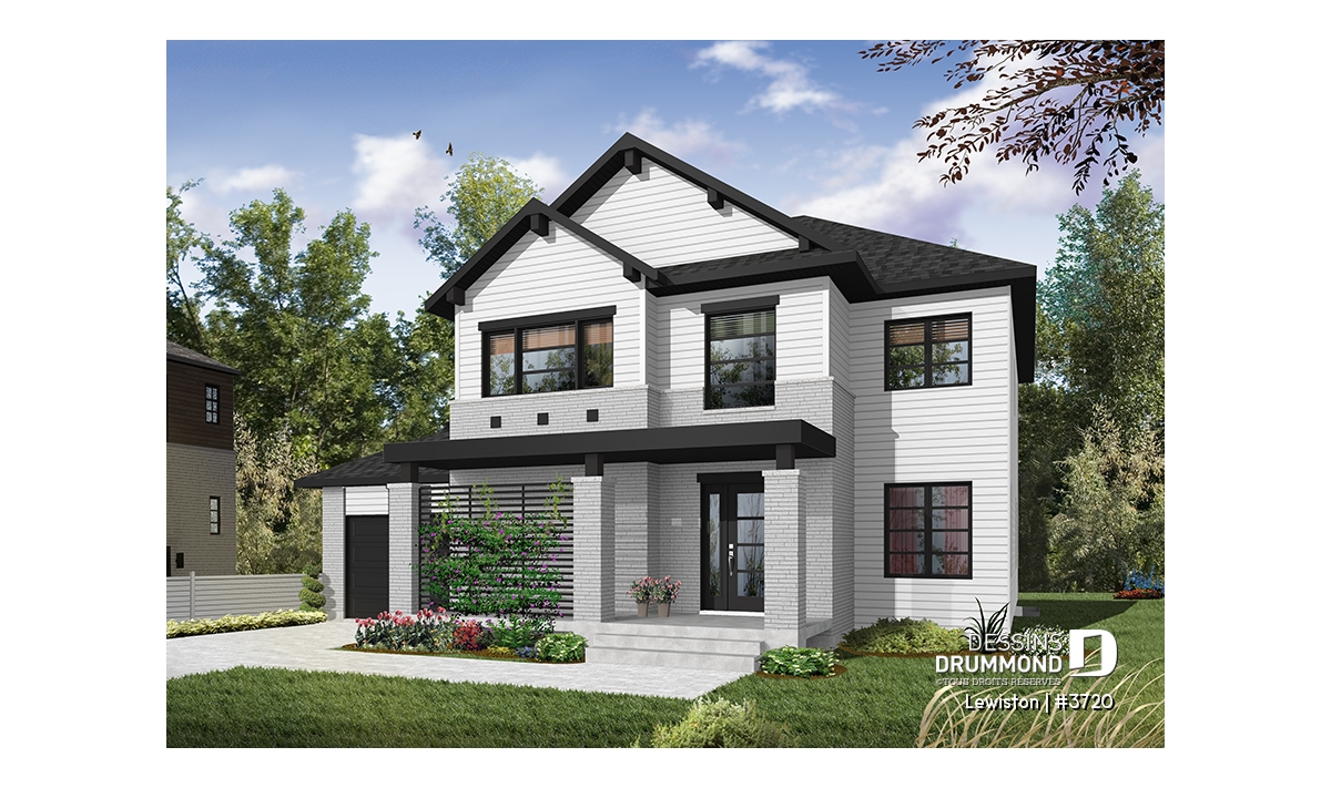 plan maison moderne 2 etages 4 chambres Lewiston 3720 Drummond