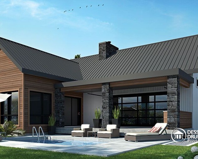 plan de maison avec porte de garage