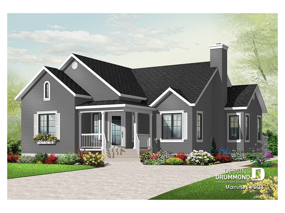 Plan de bungalow champêtre 3 chambres Mainville #3133 de Dessins Drummond