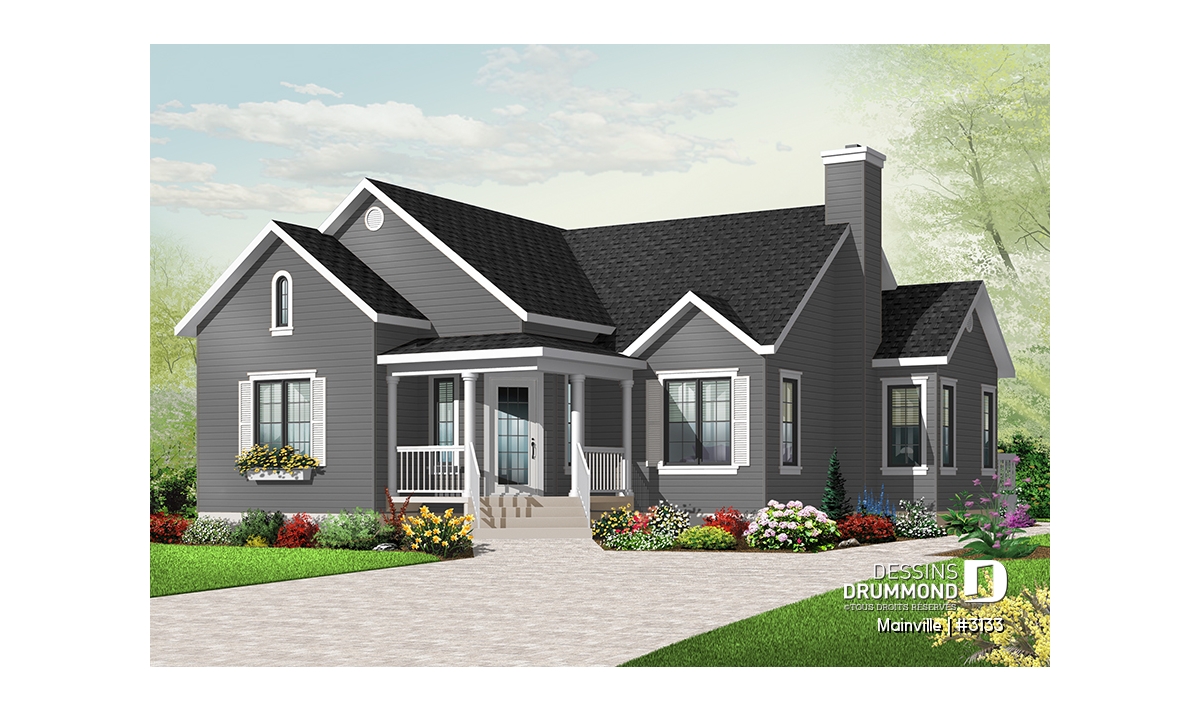 Plan de bungalow champêtre 3 chambres Mainville #3133 de Dessins Drummond