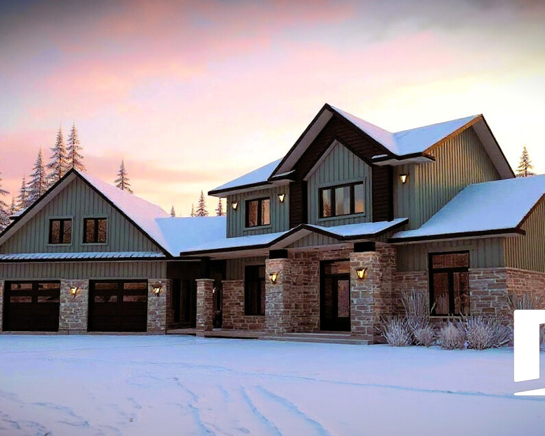 Maison avec plan sur mesure conçue par Dessins Drummond Chicoutimi en hiver