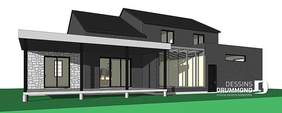 plan maison américaine farmhouse moderne