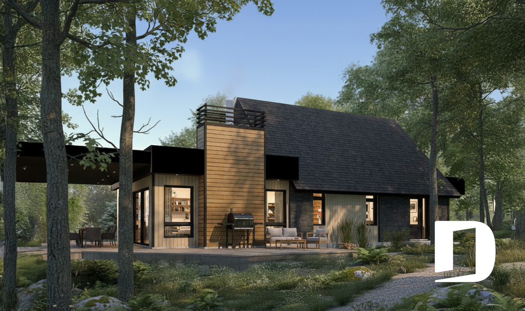Maison sur mesure de style moderne scandinave conçue par le bureau Dessins Drummond de Chicoutimi