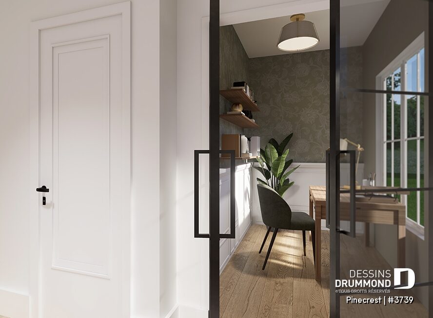 Bureau fermé avec grande fenêtre du plan de maison Pinecrest #3739