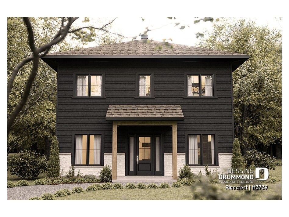 Façade du plan de maison à 2 étages économique Pinecrest #3739