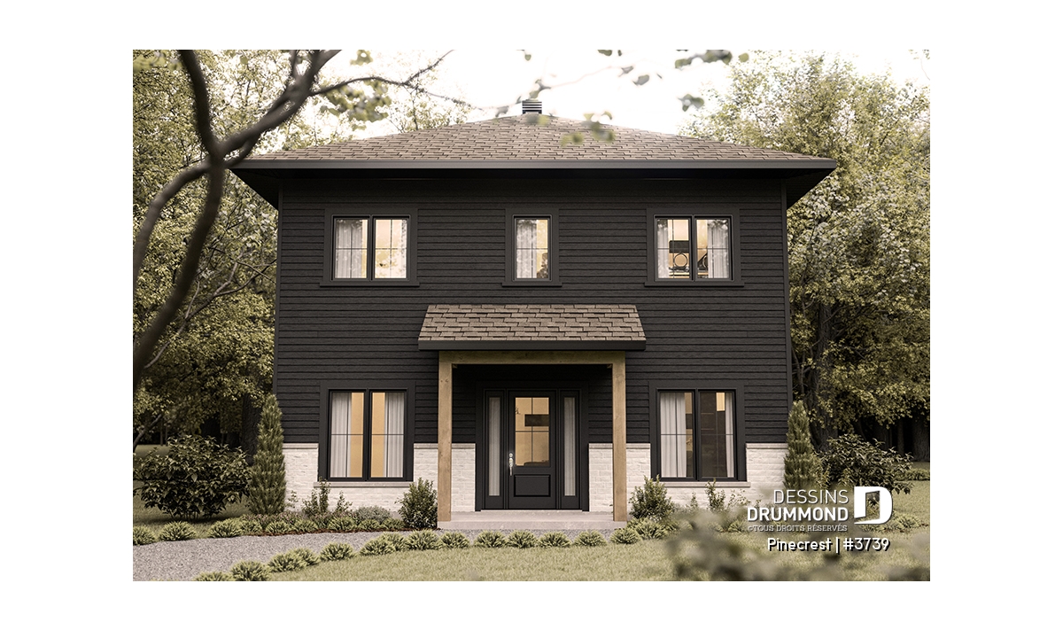 Façade du plan de maison à 2 étages économique Pinecrest #3739