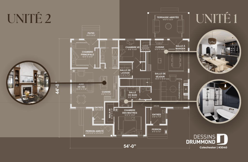 plan de plancher 3040 Colechester maison bigénération par Dessins Durmmond