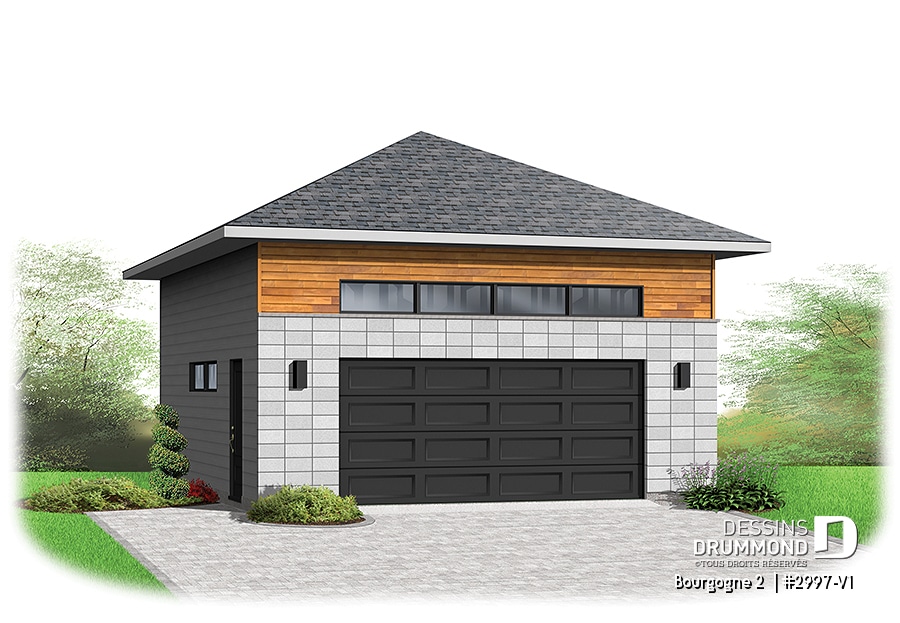 plan de garage moderne 2997-V1 Bourgogne 2