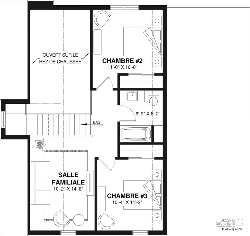 plan de l'étage du plan Portland, Dessins Drummond
