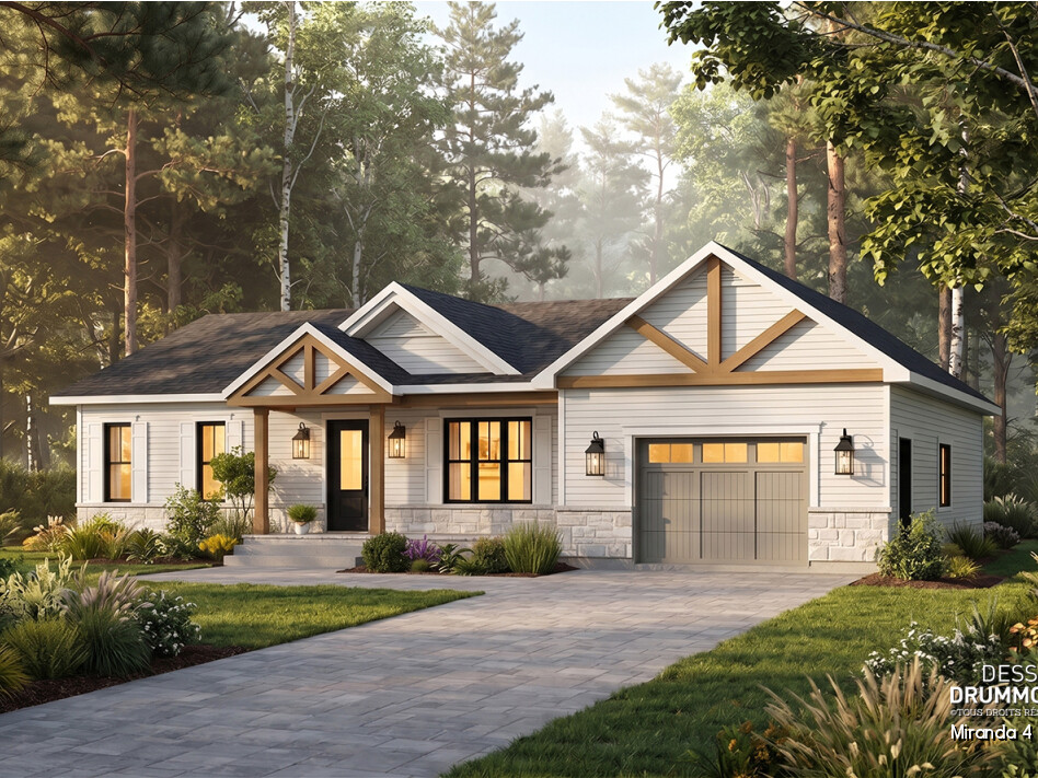 Plan de maison Miranda 4 #3137-V2 avec garage de Dessins Drummond