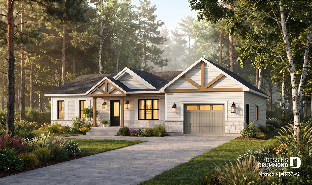 Plan de maison Miranda 4 #3137-V2 avec garage de Dessins Drummond