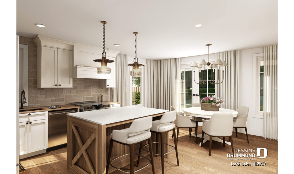 cuisine farmhouse du plan Larch Lake