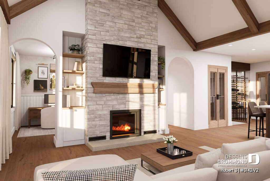 plan de maison avec foyer STÛV