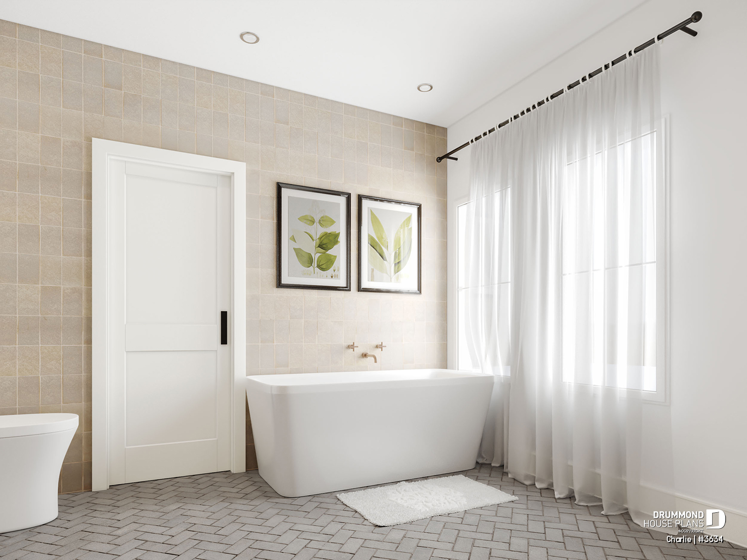 chambre de bain privée à la chambre des parents, plan de maison charlie de dessins drummond
