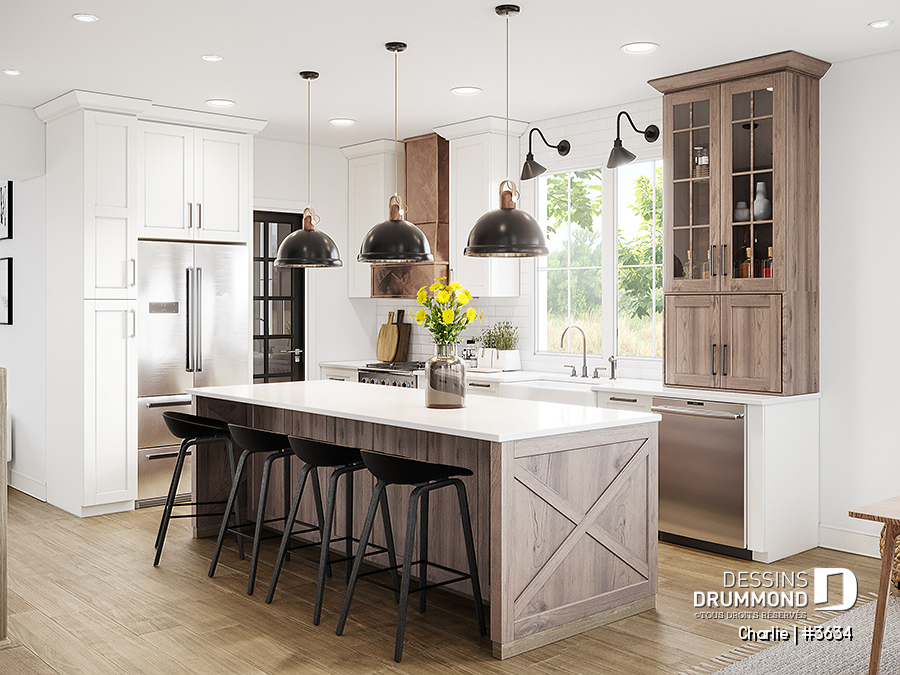 plan de cuisine farmhouse du plan de maison Charlie de Dessins Drummond