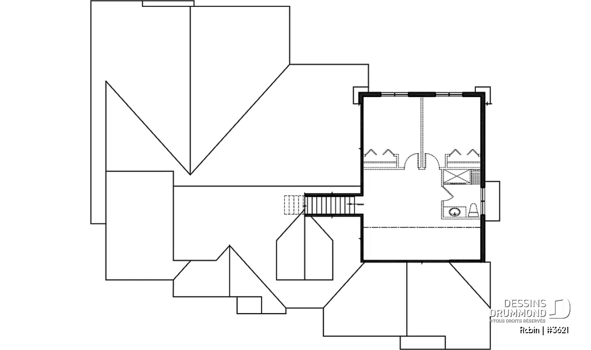 Plan de maison avec garage Robin proposant un espace boni à l'étage pour 2 chambres additionnelles