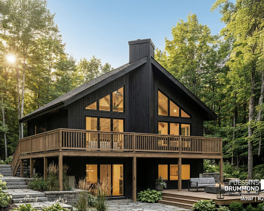 Chalet lumineux MASSIF 2942 avec rez-de-jardin, plafond cathédral et grande fenestration