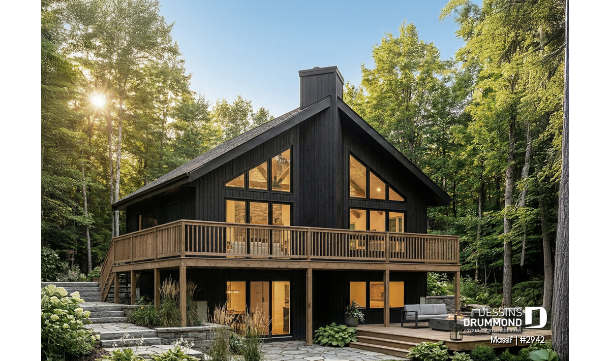 Un chalet rustique conçu pour la lumiĂšre et la vue âšLe MASSIF (#2942) propose 3 chambres, un rez-de-jardin lumineux et un foyer central qui crĂ©e une ambiance chaleureuse au cĆur de lâaire ouverte.