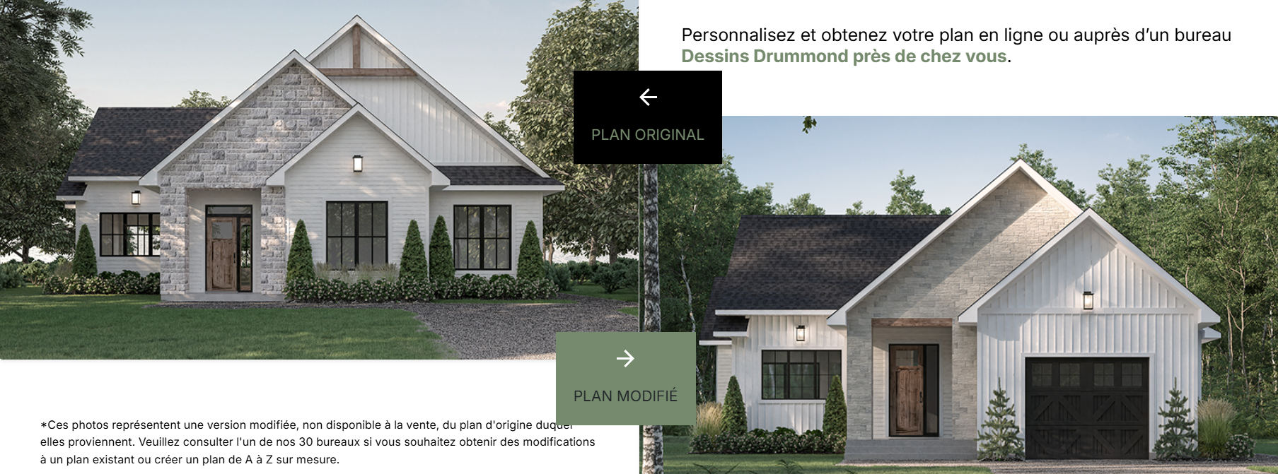 Plan de maison modifié à partir d’un modèle de la collection Dessins Drummond pour répondre aux besoins du client
