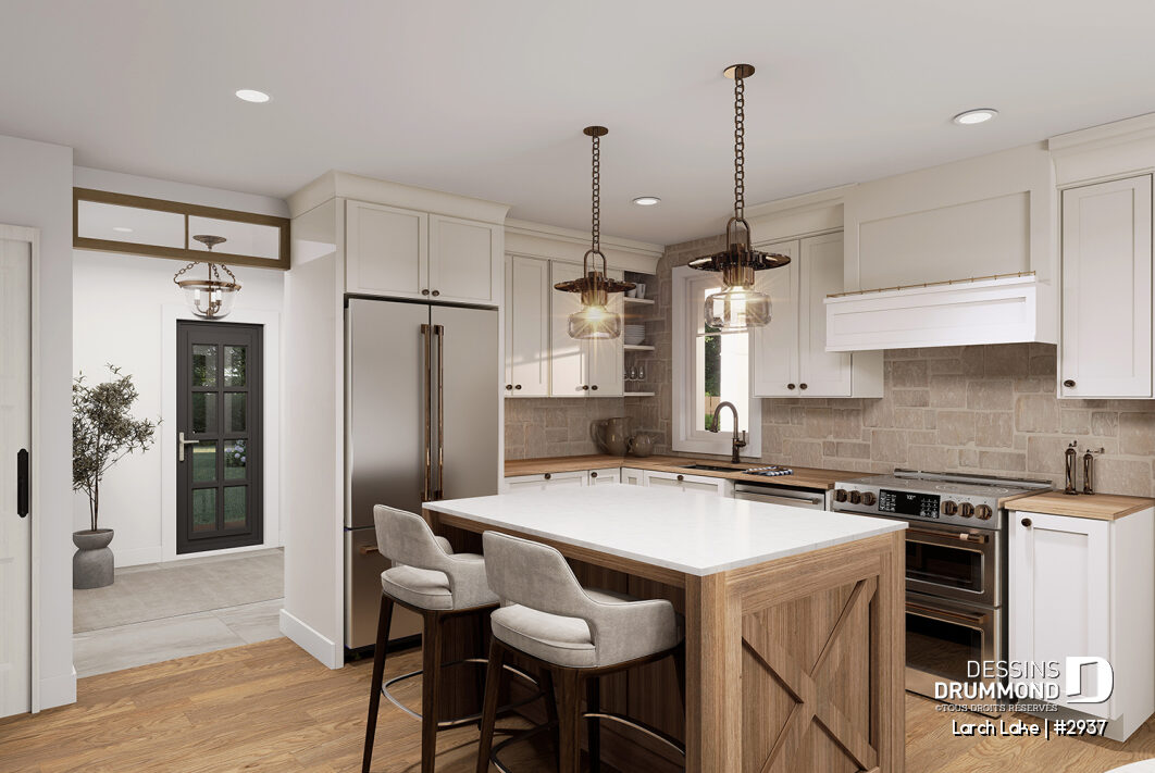 Cuisine moderne avec îlot illustrant le coût d’aménagement d’une cuisine au Québec