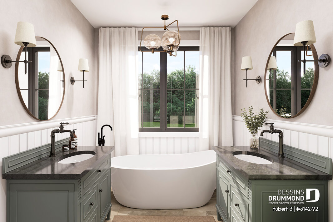 Salle de bain moderne avec douche et bain illustrant le coût d’aménagement au Québec