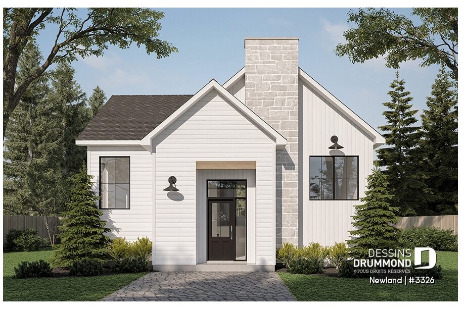 Plan de maison Newland (#3326), farmhouse plain-pied avec suite parentale au rez-de-chaussée