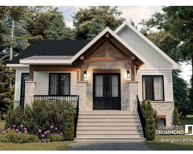 Plan de maison farmhouse pour terrain étroit WELLINGTON (#3146) – Dessins Drummond