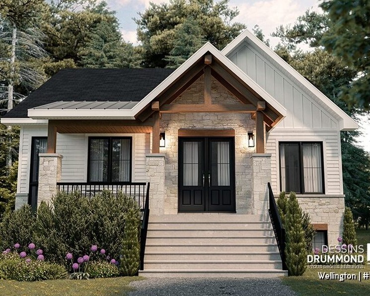 Plan de maison farmhouse pour terrain étroit WELLINGTON (#3146) – Dessins Drummond