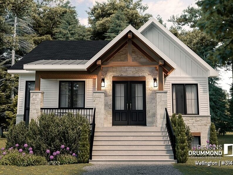 Plan de maison farmhouse pour terrain étroit WELLINGTON (#3146) – Dessins Drummond