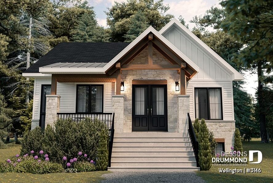 Plan de maison farmhouse pour terrain étroit WELLINGTON (#3146) – Dessins Drummond