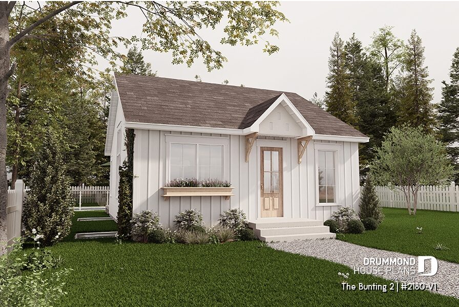 The Bunting 2 #2180-V1 affordable small farmhouse with optional basement