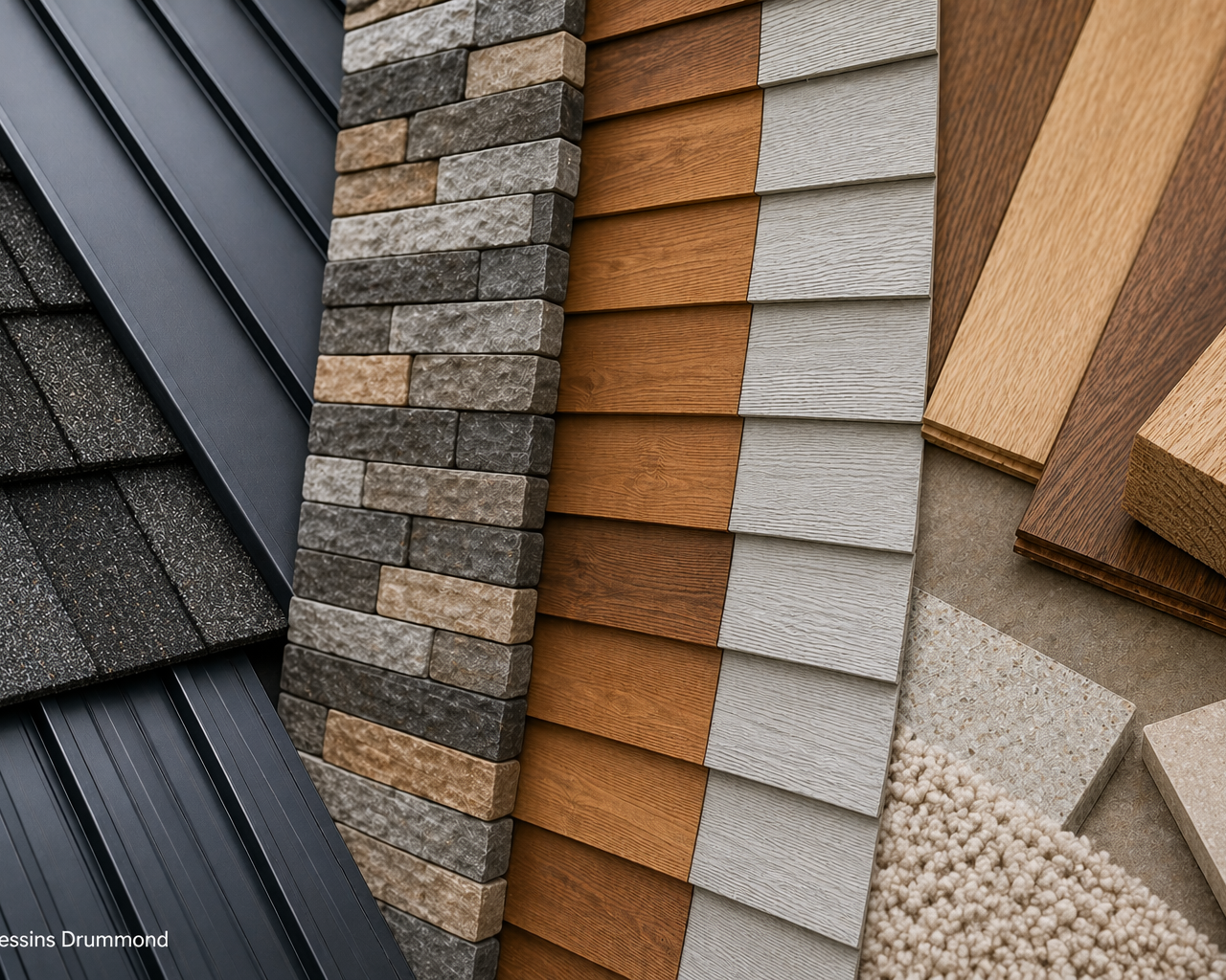 Textures de matériaux de construction maison toiture bois brique plancher durabilité