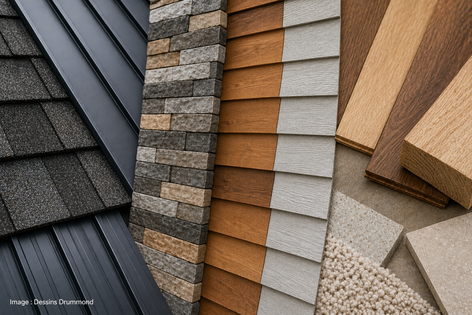 Textures de matériaux de construction maison toiture bois brique plancher durabilité