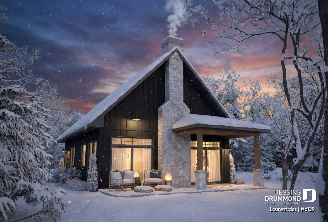 Vue hivernale du chalet Laurentides (#6129) entouré de neige