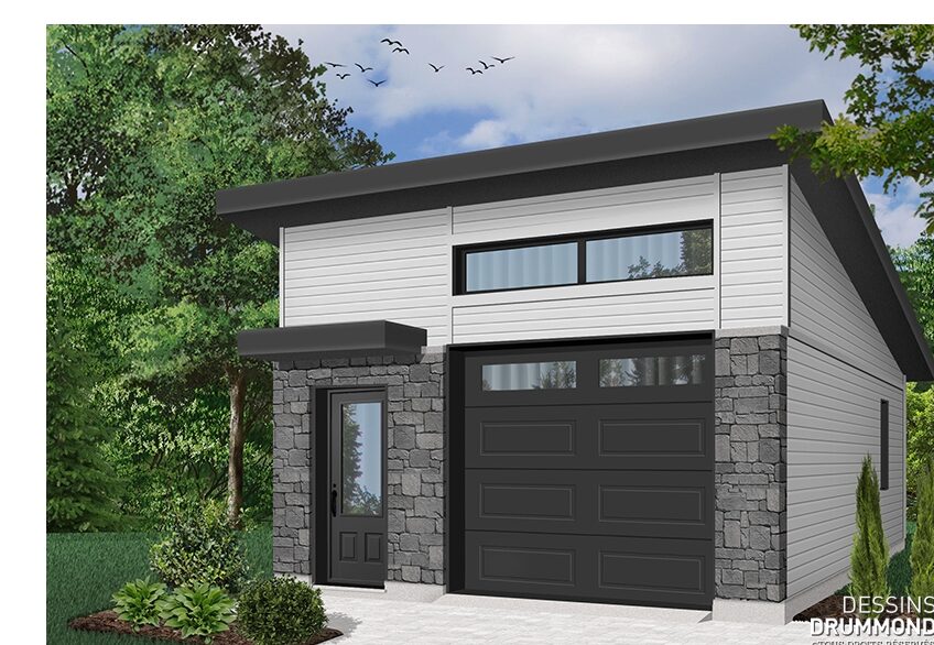 Plan de garage moderne Nature Urbaine 2 (#3989-18) par Dessins Drummond avec design contemporain et lumière naturelle abondante