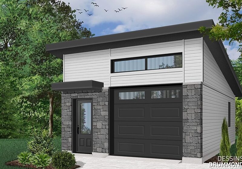 Plan de garage moderne Nature Urbaine 2 (#3989-18) par Dessins Drummond avec design contemporain et lumière naturelle abondante