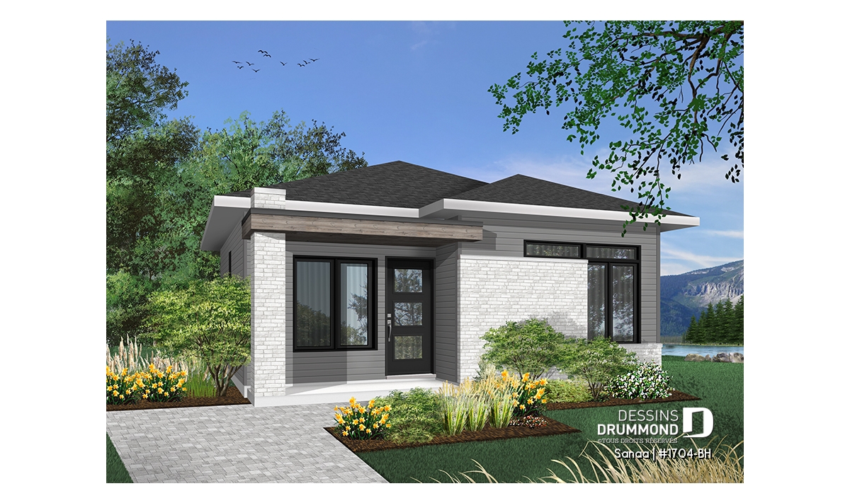 Maison moderne compacte 2 chambres avec sous-sol aménageable et possibilité future de garage