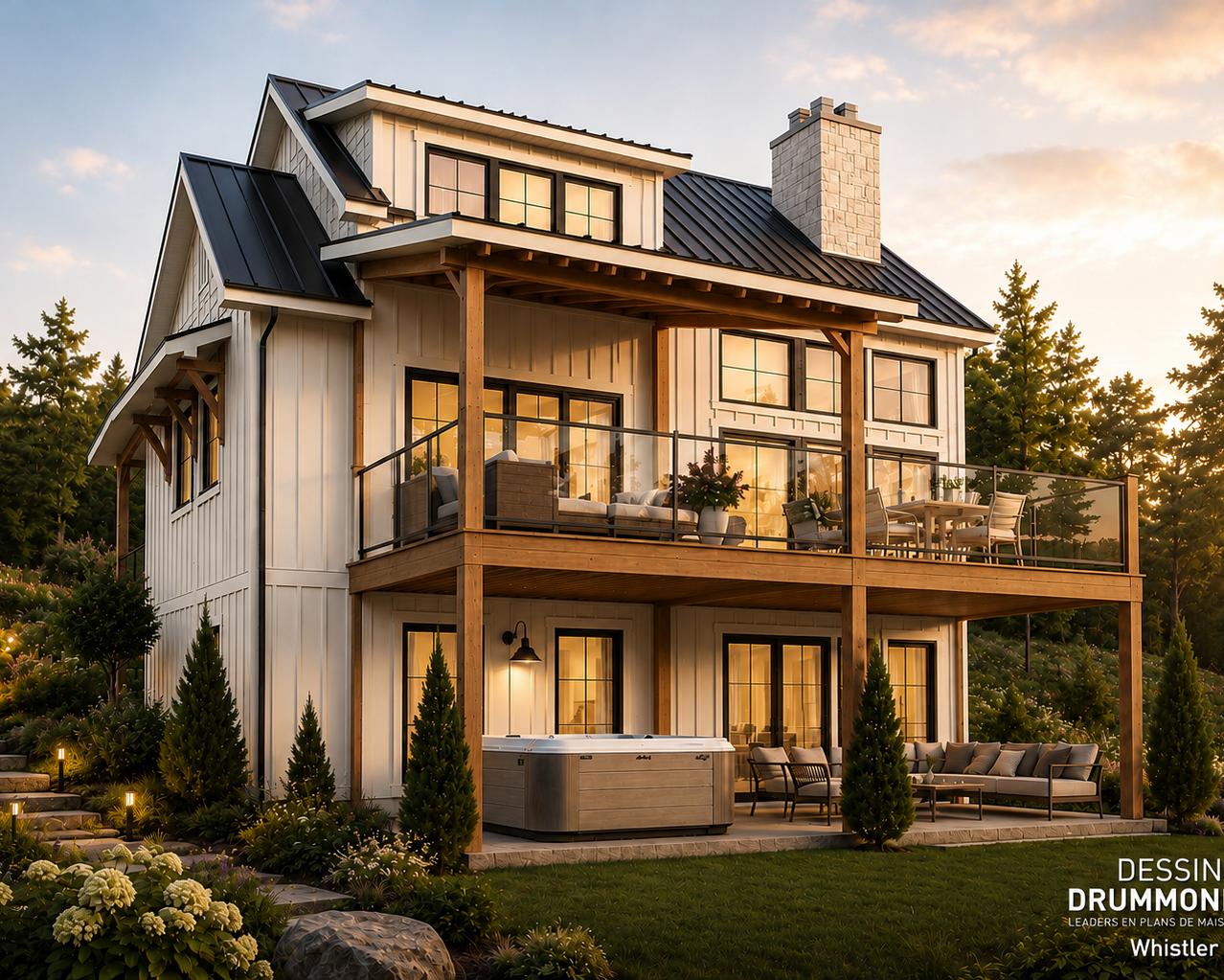 Le modèle Whistler #3974 illustre l'importance d'une grande fenestration pour maximiser la lumière naturelle dans une maison moderne.