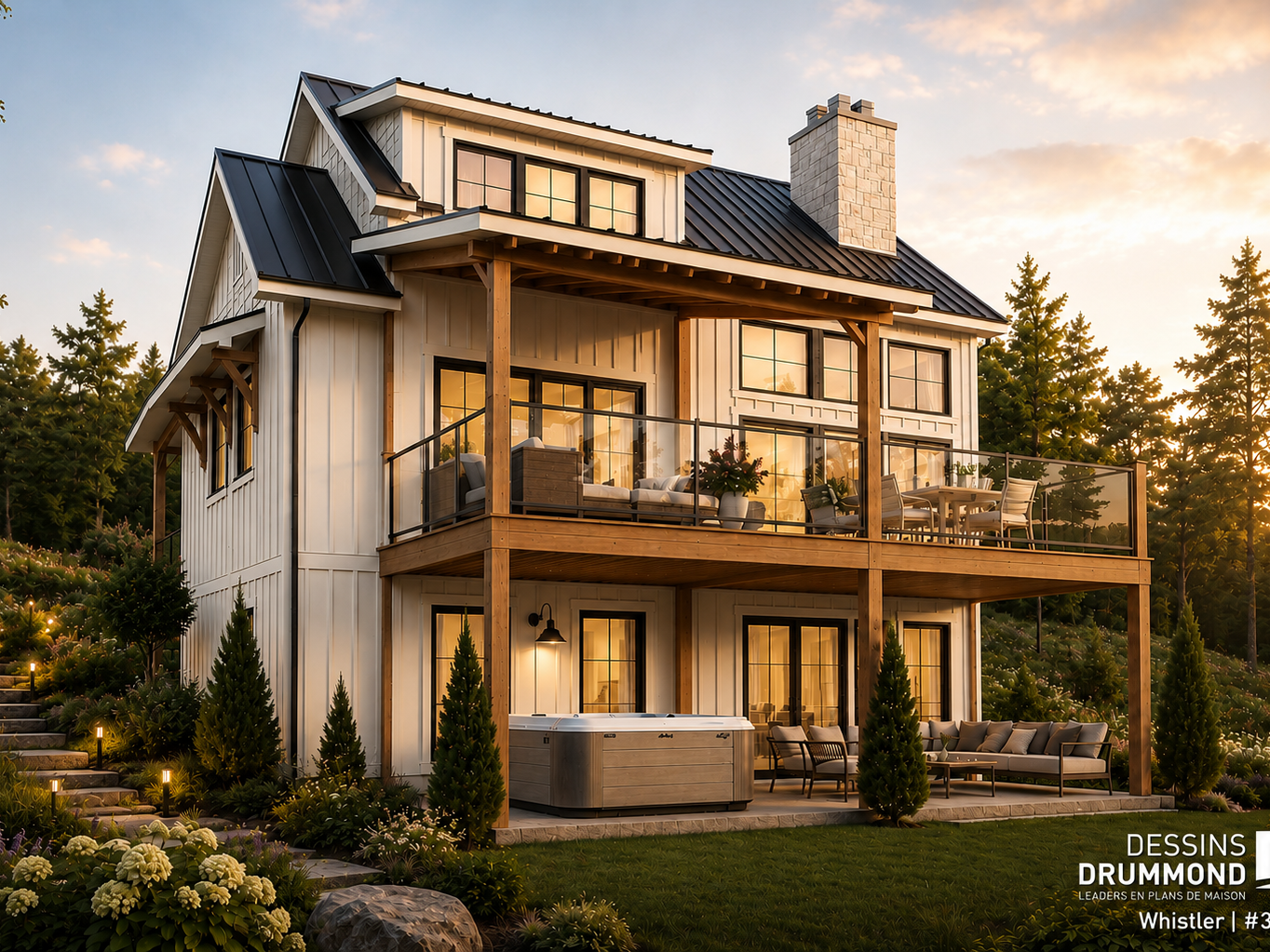 Le modèle Whistler #3974 illustre l'importance d'une grande fenestration pour maximiser la lumière naturelle dans une maison moderne.