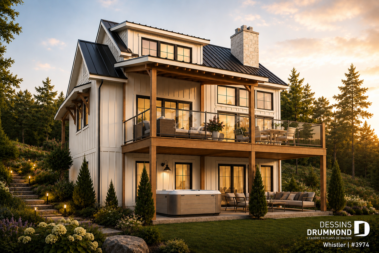 Le modèle Whistler #3974 illustre l'importance d'une grande fenestration pour maximiser la lumière naturelle dans une maison moderne.