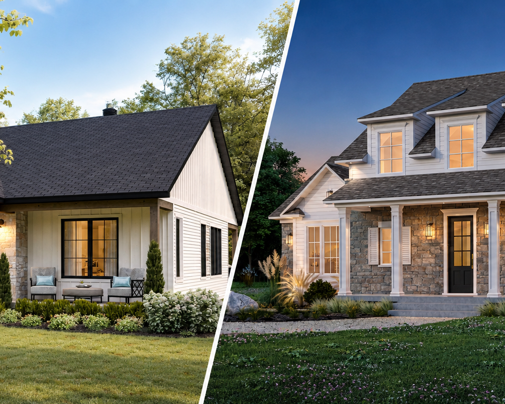 Maison plain-pied et maison à étage : comparaison de deux types de maisons Dessins Drummond